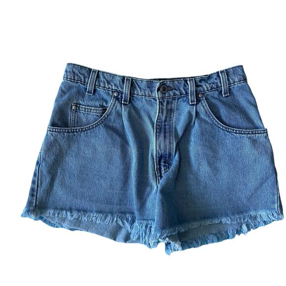 Vintage Levis Silver Tab Baggy Denim Shorts Size 33 Distressed Cut Off - Picture 1 of 6